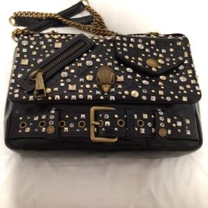 The Shoreditch Kurt Geiger Studded Black and Gold Women's Bag